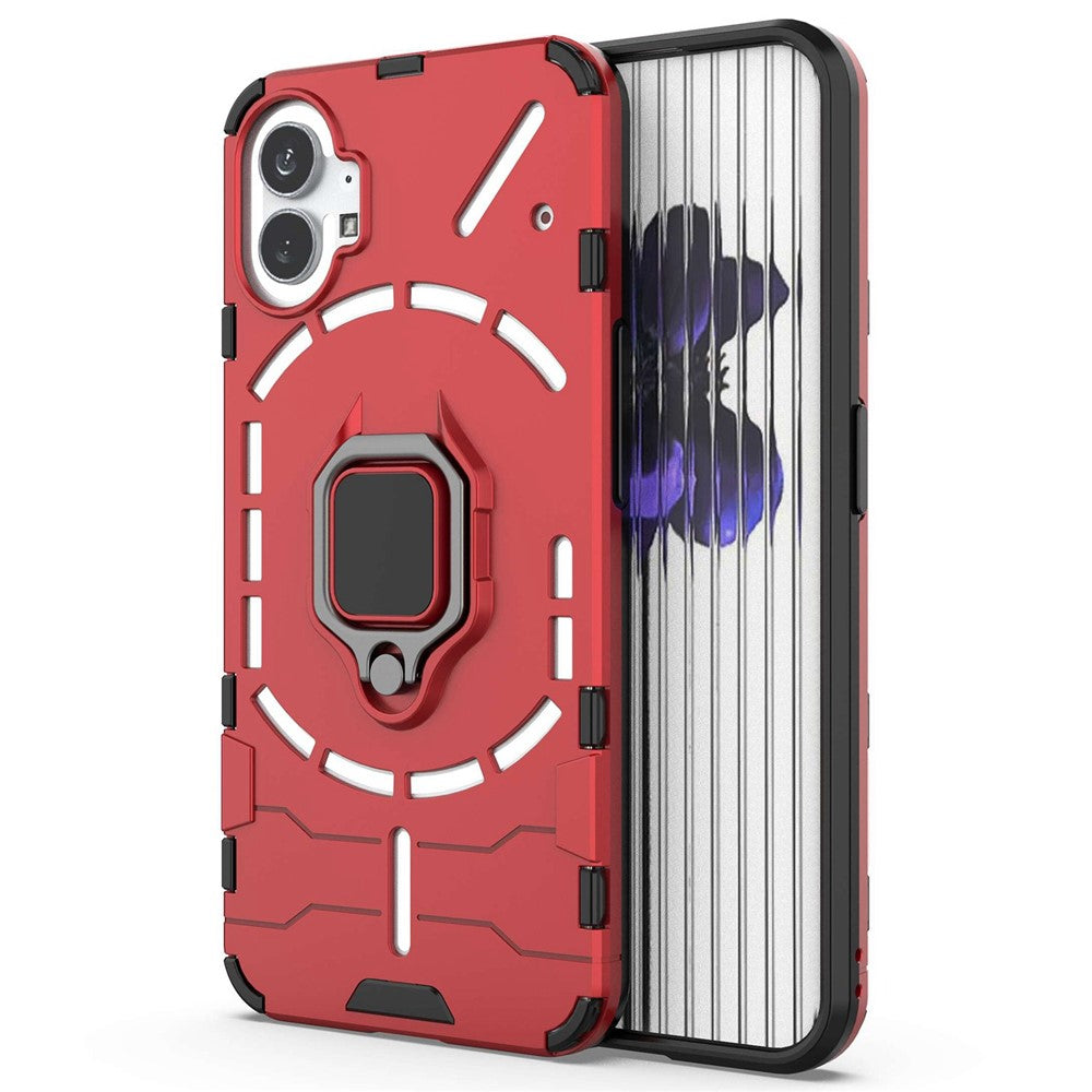 Nothing phone (1) 5G Handyhülle – Harte PC- + weiche TPU-Handyrückseite, drehbarer Ringhalter, Ständer