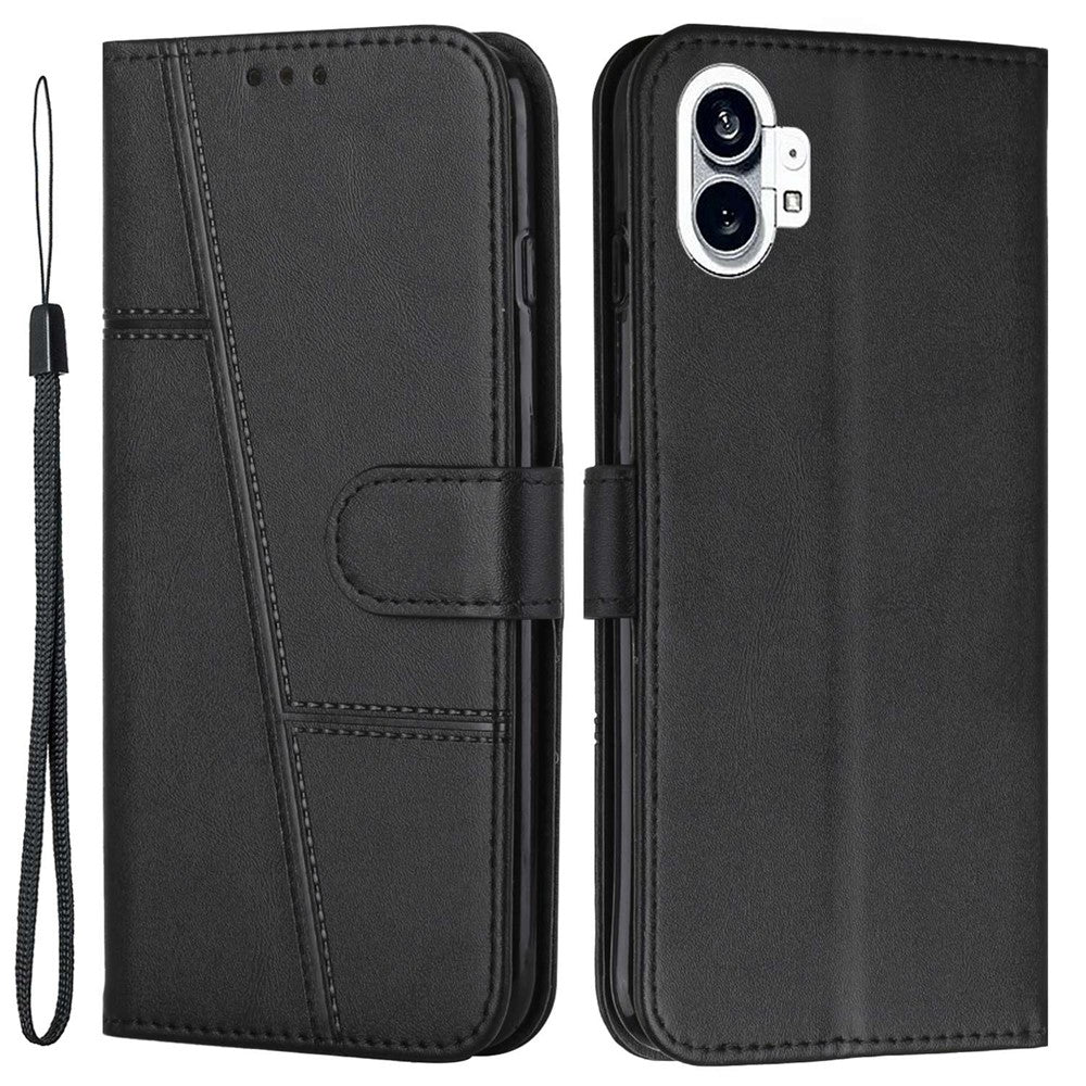 Nothing phone (1) 5G Wallet-Handyhülle – Schutzhülle aus PU-Leder, mit Ziernähten, Magnetverschluss, Standfunktion & Handschlaufe