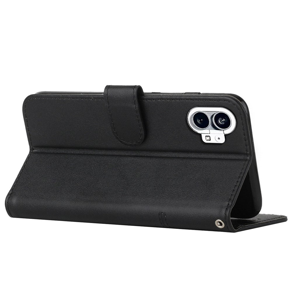 Nothing phone (1) 5G Wallet-Handyhülle – Schutzhülle aus PU-Leder, mit Ziernähten, Magnetverschluss, Standfunktion & Handschlaufe