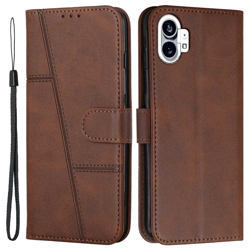 Nothing phone (1) 5G Wallet-Handyhülle – Schutzhülle aus PU-Leder, mit Ziernähten, Magnetverschluss, Standfunktion & Handschlaufe