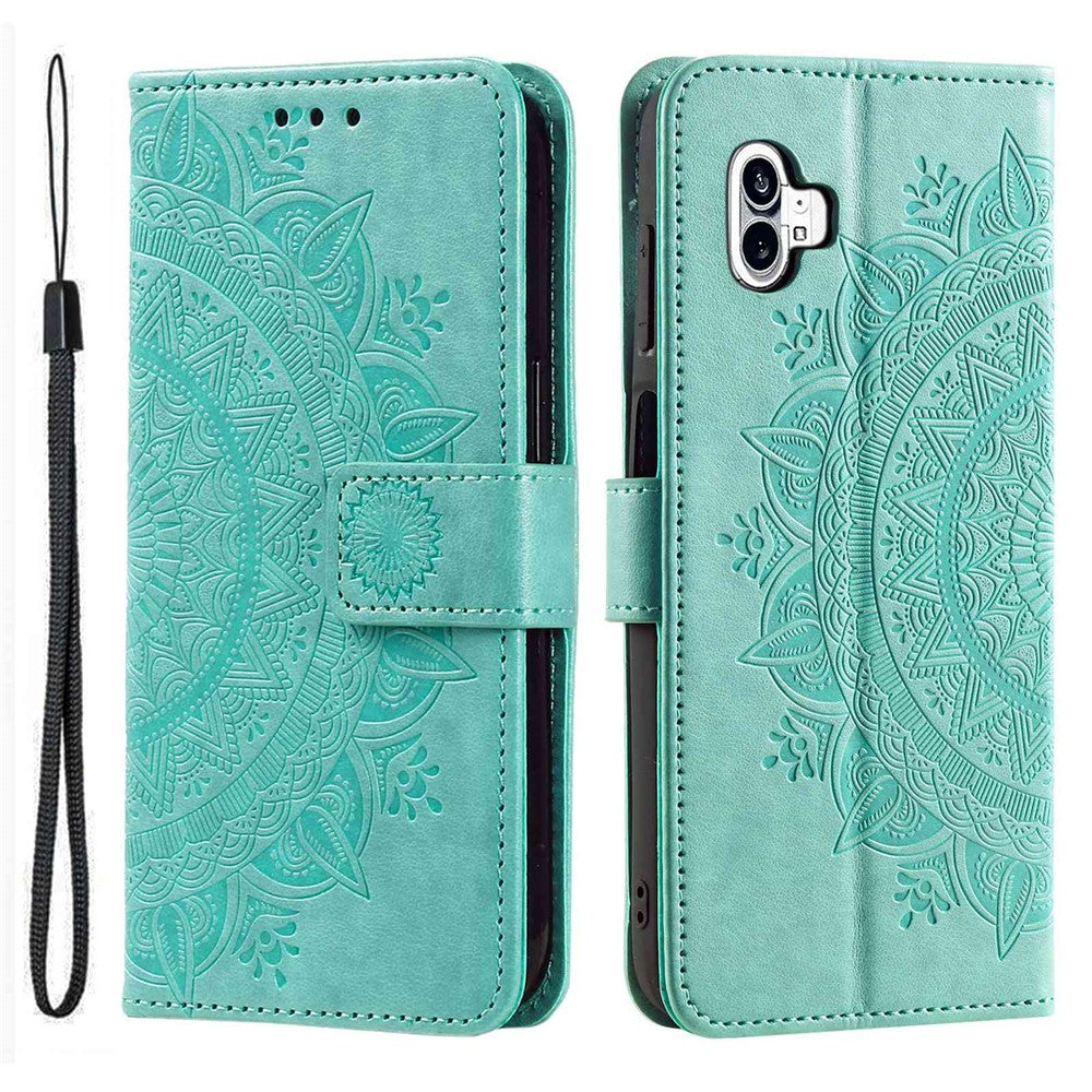 Nothing phone (1) 5G Wallet-Handyhülle – Mit Totem-Aufdruck, aus PU-Leder