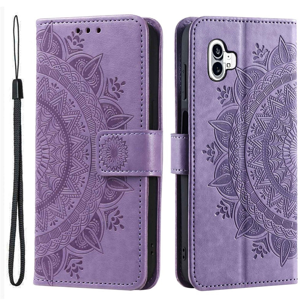 Nothing phone (1) 5G Wallet-Handyhülle – Mit Totem-Aufdruck, aus PU-Leder