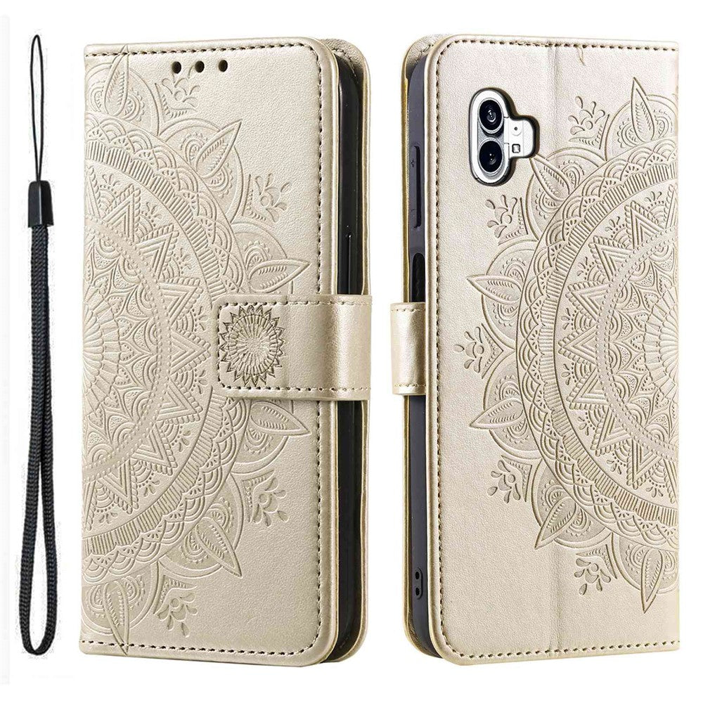 Nothing phone (1) 5G Wallet-Handyhülle – Mit Totem-Aufdruck, aus PU-Leder