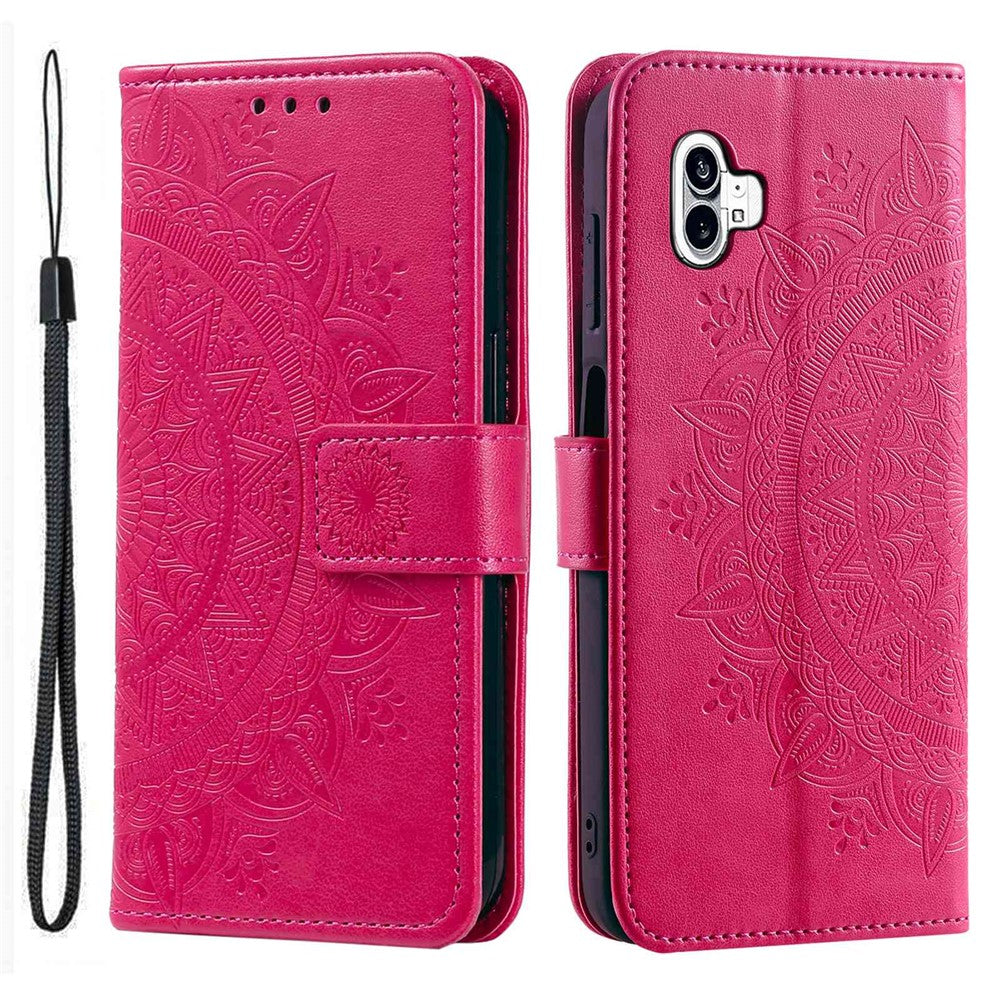 Nothing phone (1) 5G Wallet-Handyhülle – Mit Totem-Aufdruck, aus PU-Leder