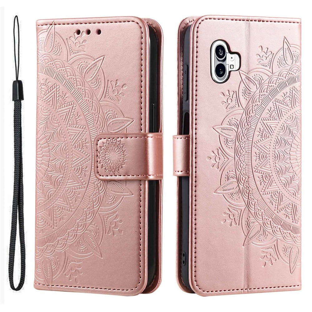 Nothing phone (1) 5G Wallet-Handyhülle – Mit Totem-Aufdruck, aus PU-Leder