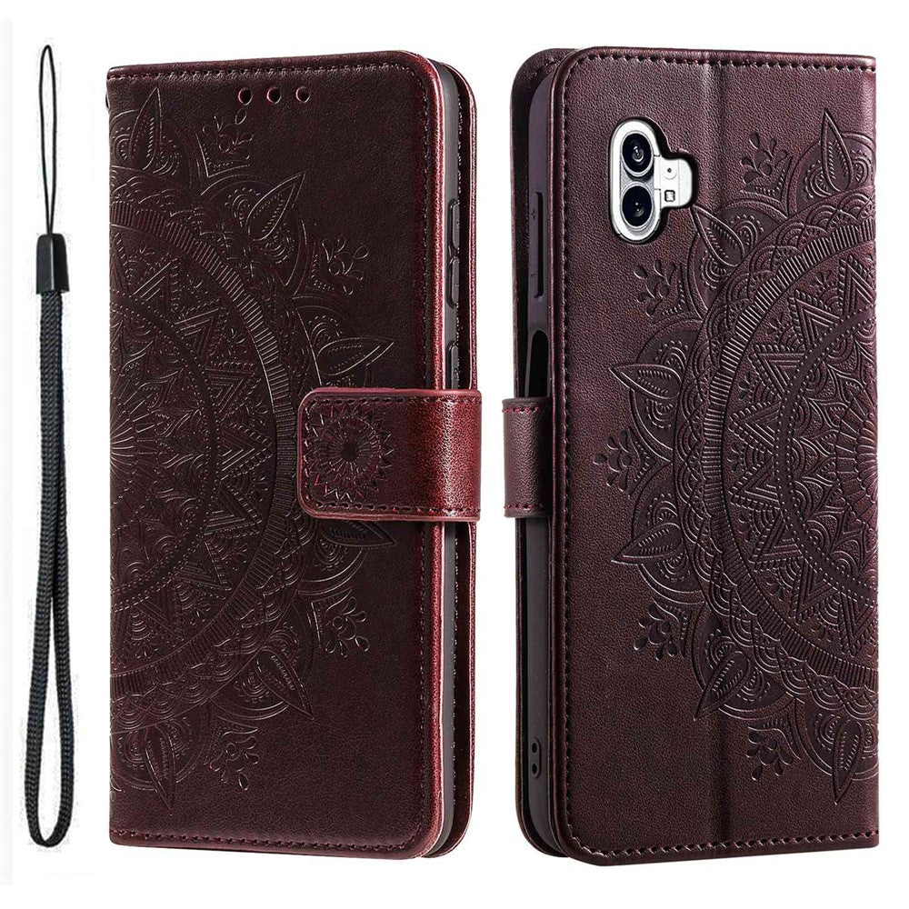 Nothing phone (1) 5G Wallet-Handyhülle – Mit Totem-Aufdruck, aus PU-Leder