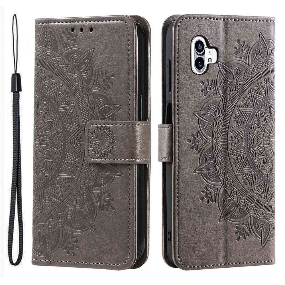 Nothing phone (1) 5G Wallet-Handyhülle – Mit Totem-Aufdruck, aus PU-Leder