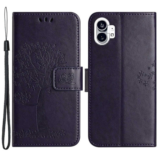 Nothing phone (1) 5G Wallet-Handyhülle – Aus PU-Leder, mit Eulen- & Baummuster, integriertem Portemonnaie, Aufstellfunktion, stoßfester Schutzhülle & Handschlaufe