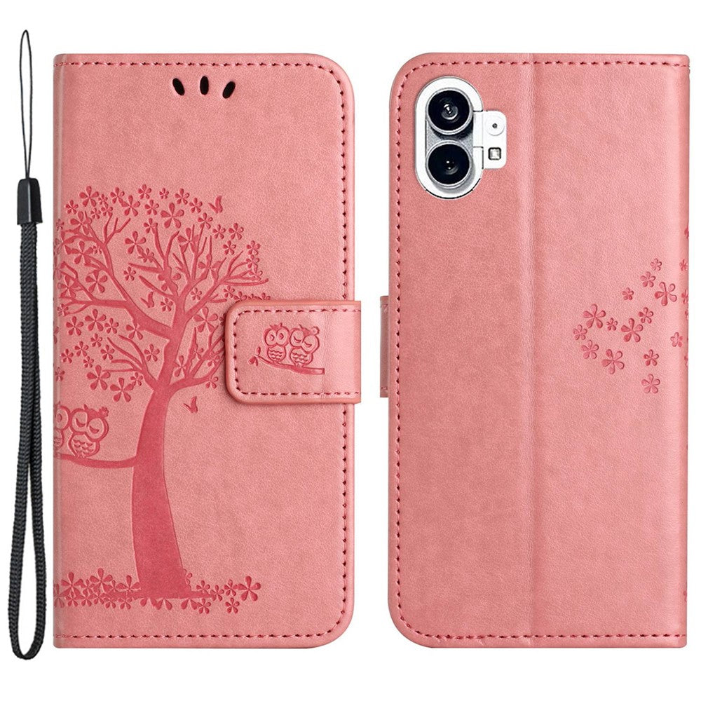 Nothing phone (1) 5G Wallet-Handyhülle – Aus PU-Leder, mit Eulen- & Baummuster, integriertem Portemonnaie, Aufstellfunktion, stoßfester Schutzhülle & Handschlaufe