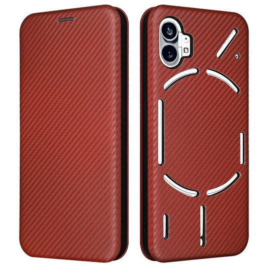 Nothing phone (1) 5G Wallet-Handyhülle – Mit Carbonfaser-Textur, magnetischer, selbsthaftender PU-Leder-Ständer mit Kartenhalter