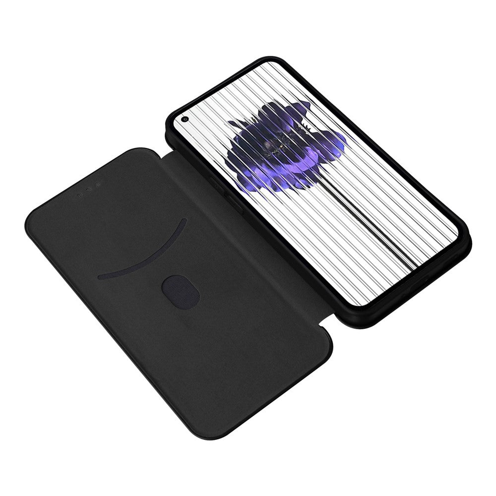 Nothing phone (1) 5G Wallet-Handyhülle – Mit Carbonfaser-Textur, magnetischer, selbsthaftender PU-Leder-Ständer mit Kartenhalter