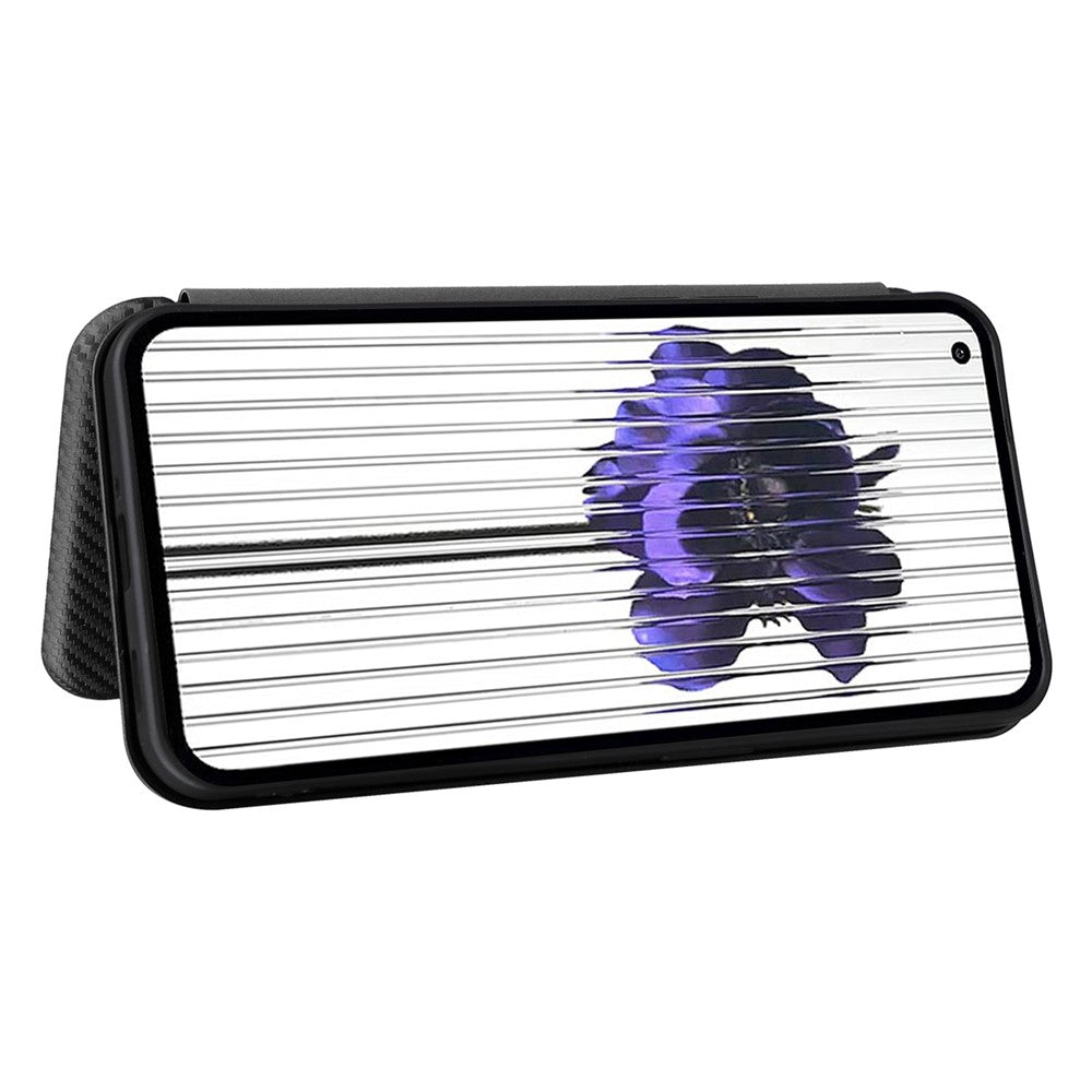 Nothing phone (1) 5G Wallet-Handyhülle – Mit Carbonfaser-Textur, magnetischer, selbsthaftender PU-Leder-Ständer mit Kartenhalter