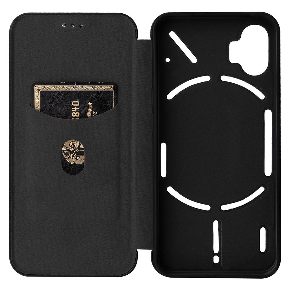 Nothing phone (1) 5G Wallet-Handyhülle – Mit Carbonfaser-Textur, magnetischer, selbsthaftender PU-Leder-Ständer mit Kartenhalter