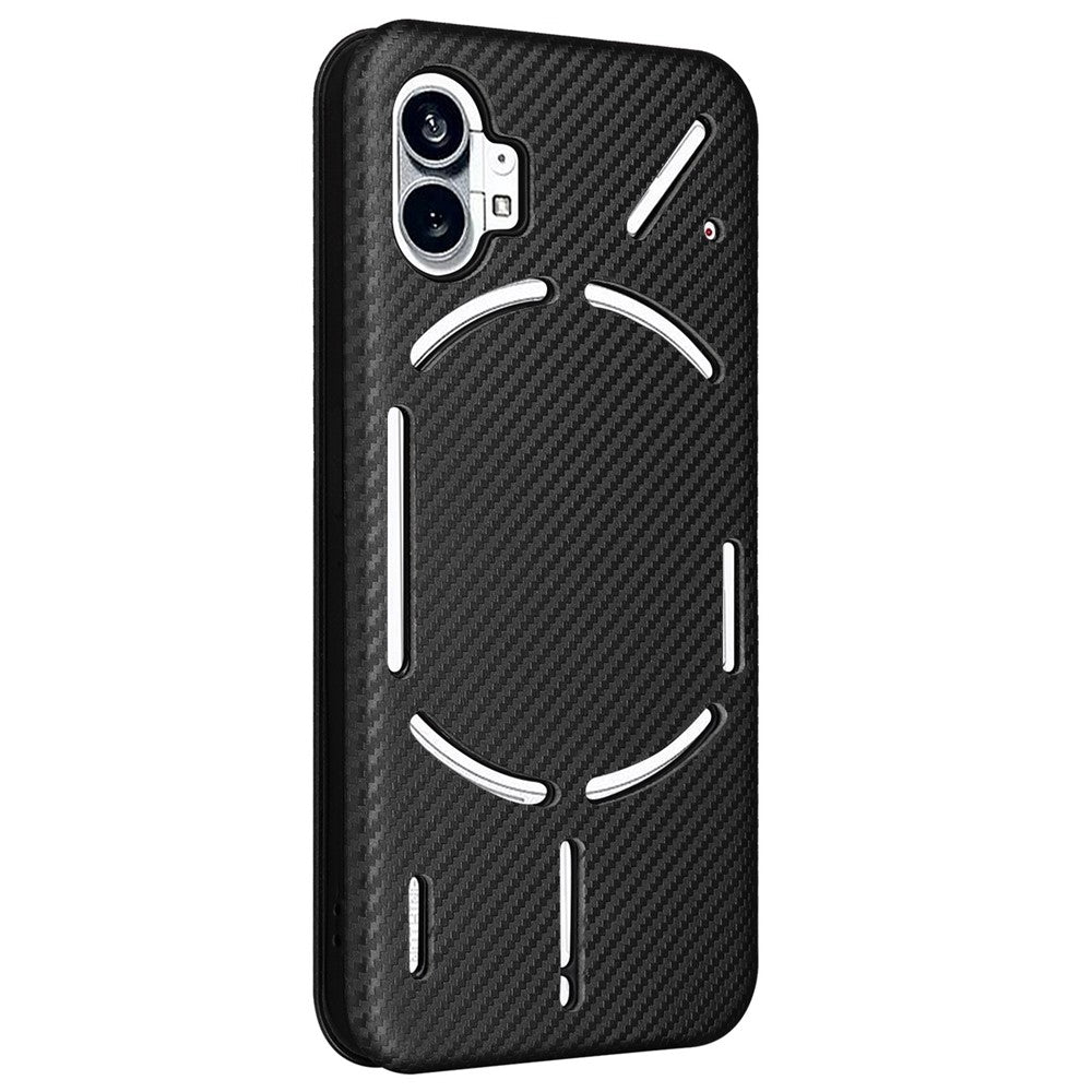 Nothing phone (1) 5G Wallet-Handyhülle – Mit Carbonfaser-Textur, magnetischer, selbsthaftender PU-Leder-Ständer mit Kartenhalter