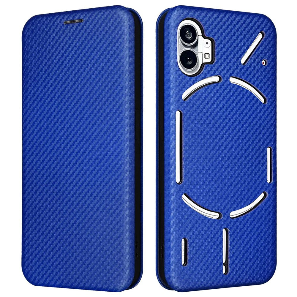 Nothing phone (1) 5G Wallet-Handyhülle – Mit Carbonfaser-Textur, magnetischer, selbsthaftender PU-Leder-Ständer mit Kartenhalter