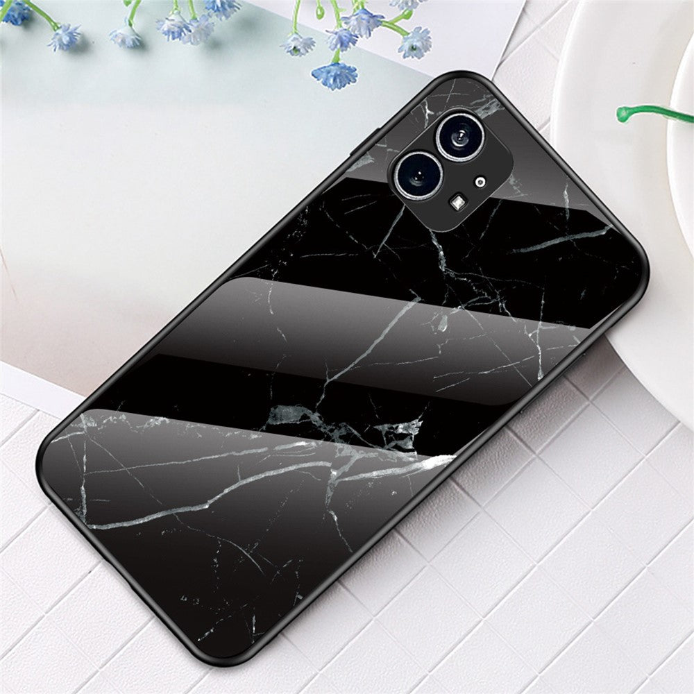 Nothing phone (1) 5G Handyhülle – Verschleißfest, mit Marmormuster, gehärtetes Glas + PC + TPU-Hybrid-Rückseite
