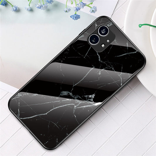 Nothing phone (1) 5G Handyhülle – Verschleißfest, mit Marmormuster, gehärtetes Glas + PC + TPU-Hybrid-Rückseite
