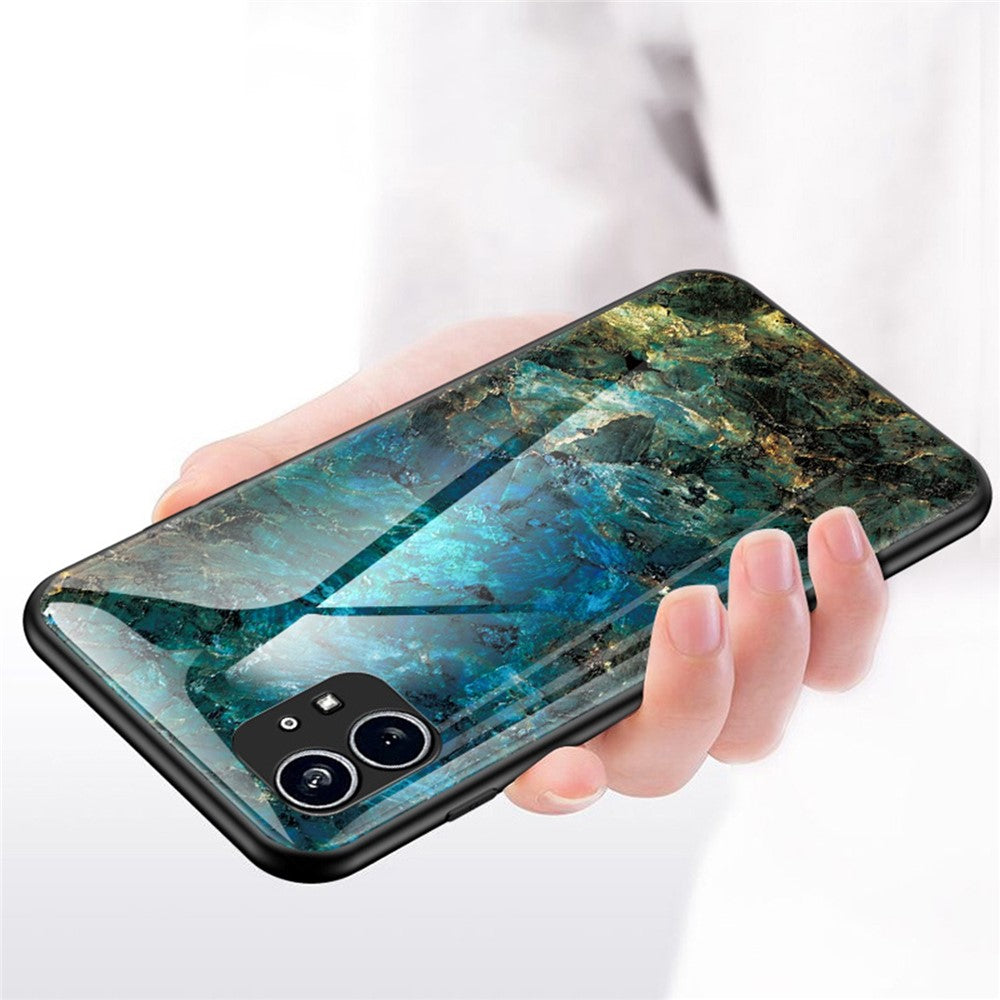 Nothing phone (1) 5G Handyhülle – Verschleißfest, mit Marmormuster, gehärtetes Glas + PC + TPU-Hybrid-Rückseite