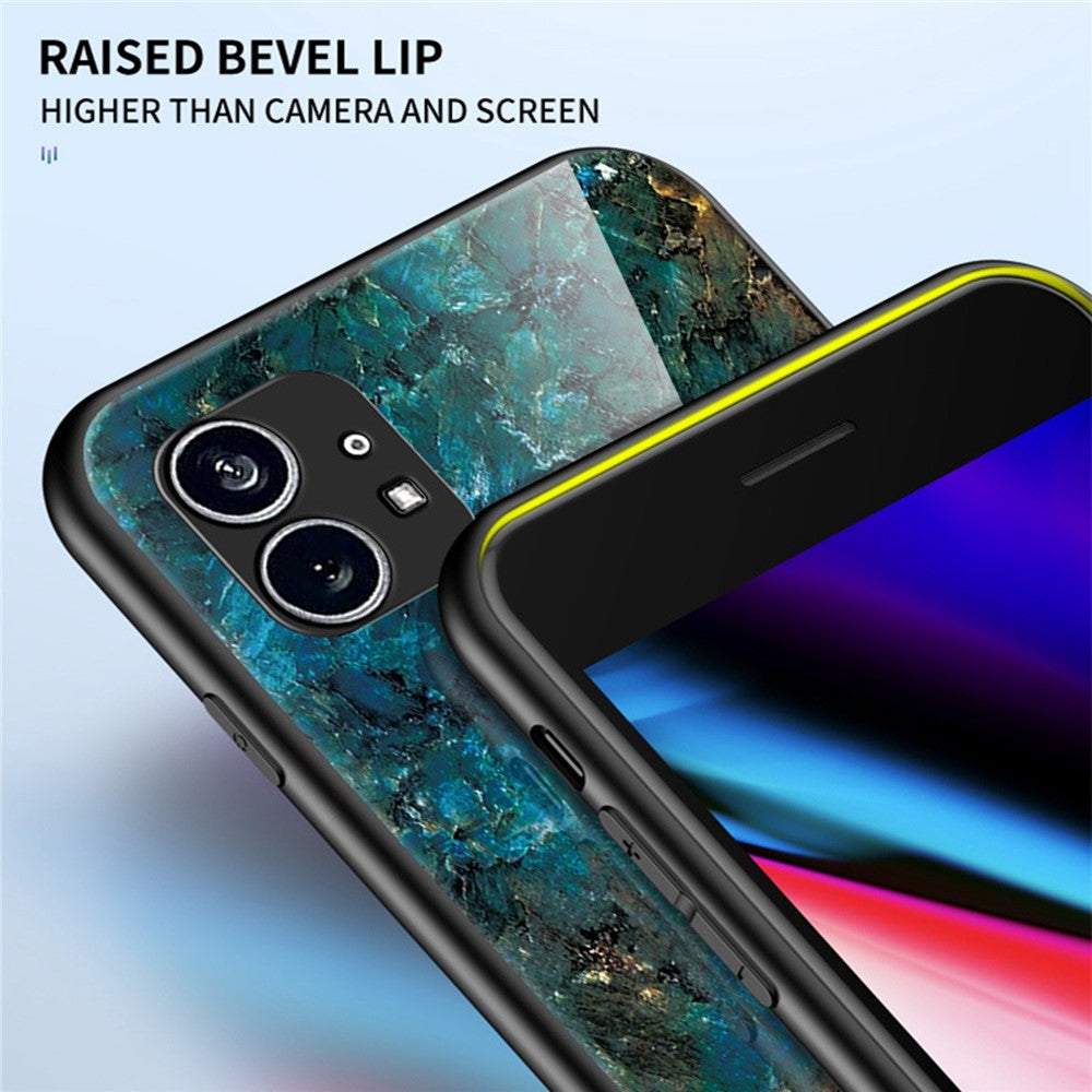 Nothing phone (1) 5G Handyhülle – Verschleißfest, mit Marmormuster, gehärtetes Glas + PC + TPU-Hybrid-Rückseite