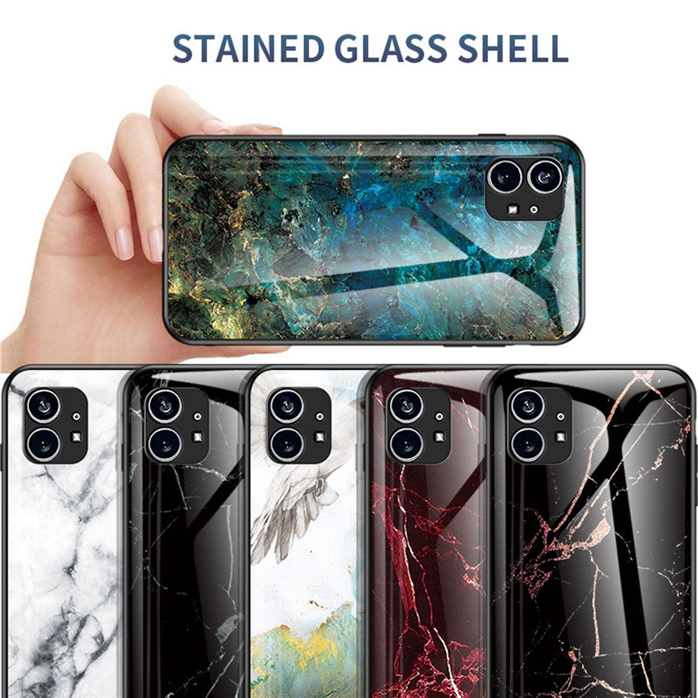 Nothing phone (1) 5G Handyhülle – Verschleißfest, mit Marmormuster, gehärtetes Glas + PC + TPU-Hybrid-Rückseite