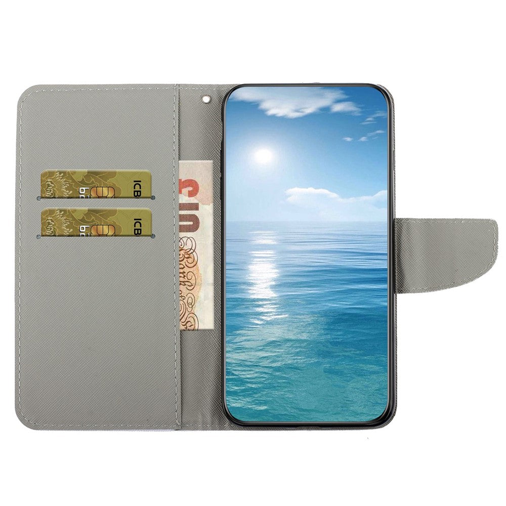 iPhone 14 Wallet-Hülle – Musterdruck, mit Ständer & Riemen