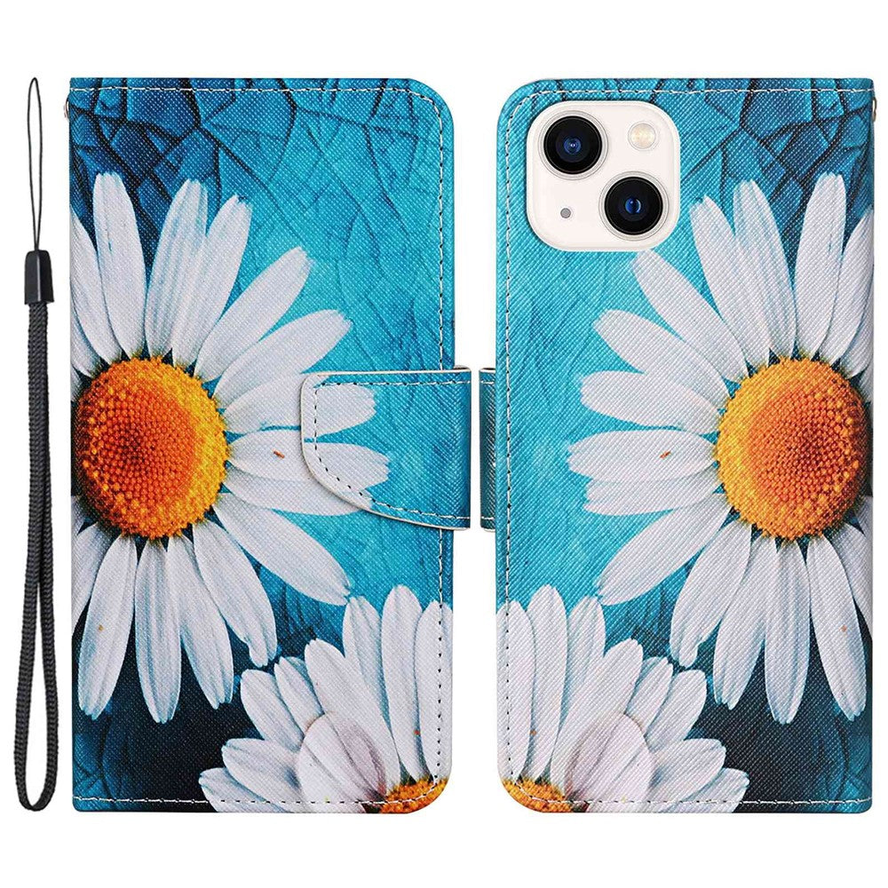 iPhone 14 Wallet-Hülle – Musterdruck, mit Ständer & Riemen