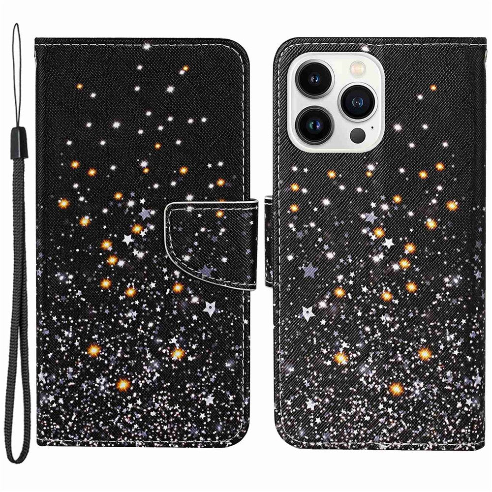 iPhone 14 Pro Max Wallet-Hülle – Musterdruck, mit Ständer & Riemen