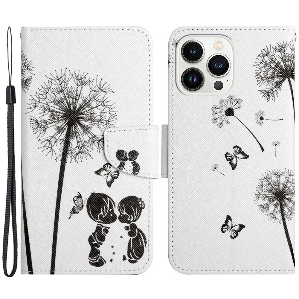 iPhone 14 Pro Max Wallet-Hülle – Musterdruck, mit Ständer & Riemen