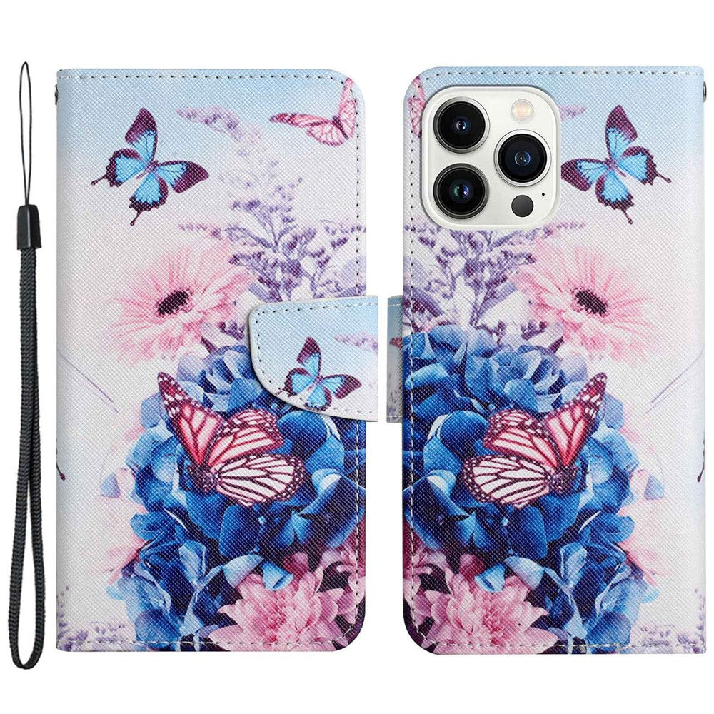 iPhone 14 Pro Max Wallet-Hülle – Musterdruck, mit Ständer & Riemen