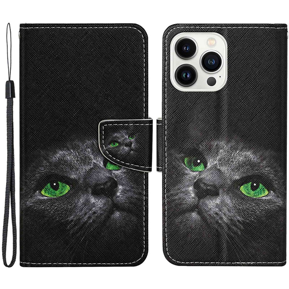 iPhone 14 Pro Max Wallet-Hülle – Musterdruck, mit Ständer & Riemen