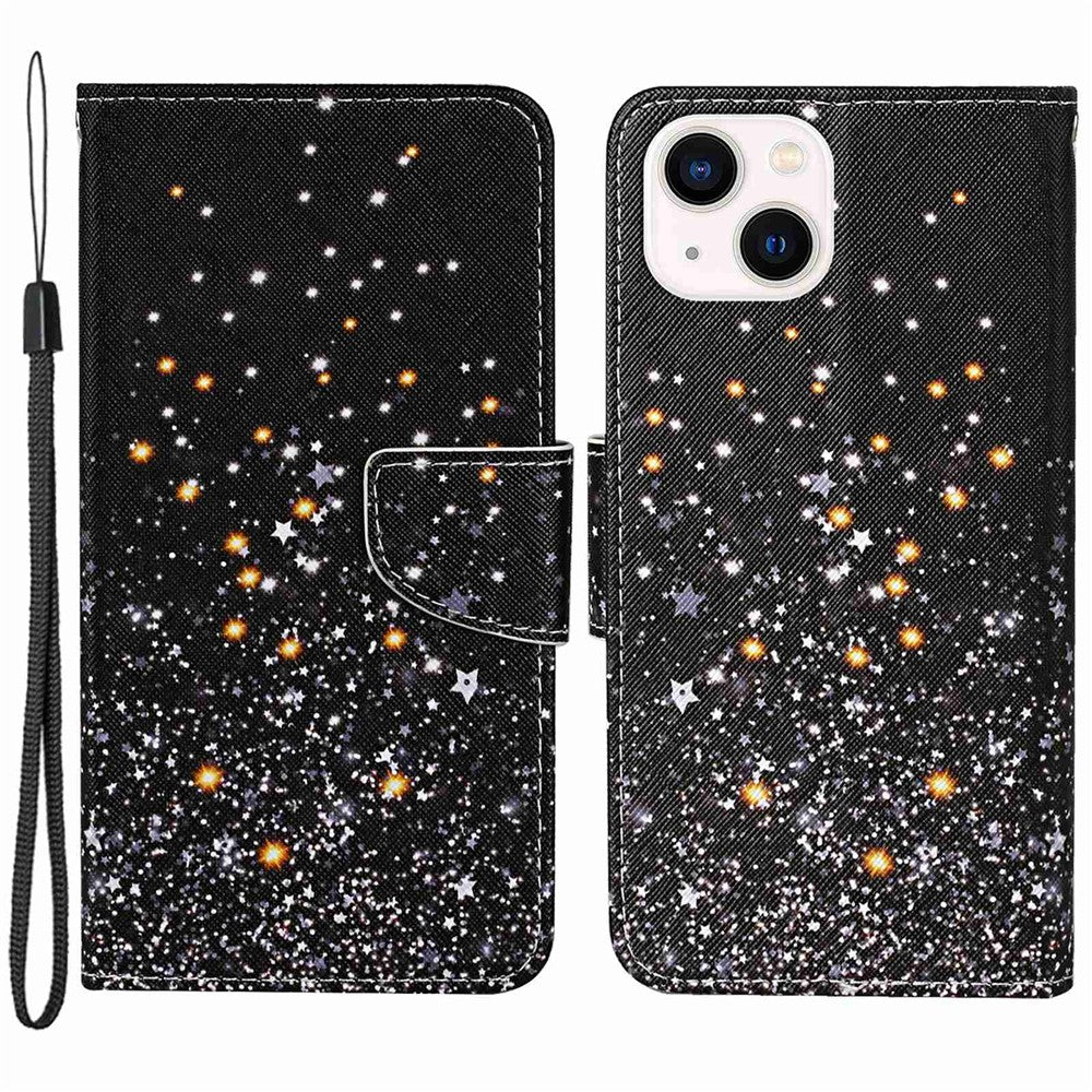 iPhone 14 Plus Wallet-Hülle – Musterdruck, mit Ständer & Riemen