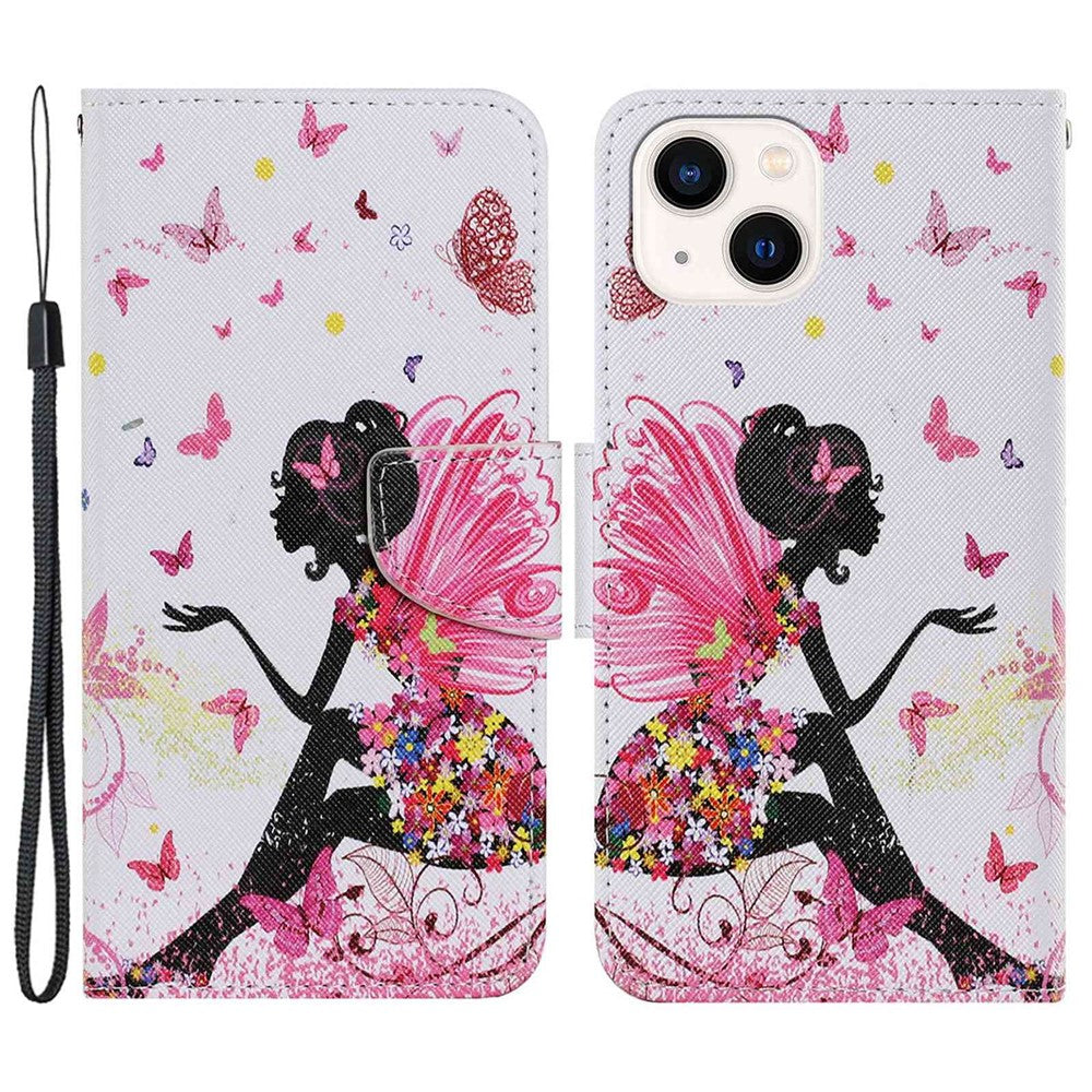 iPhone 14 Plus Wallet-Hülle – Musterdruck, mit Ständer & Riemen