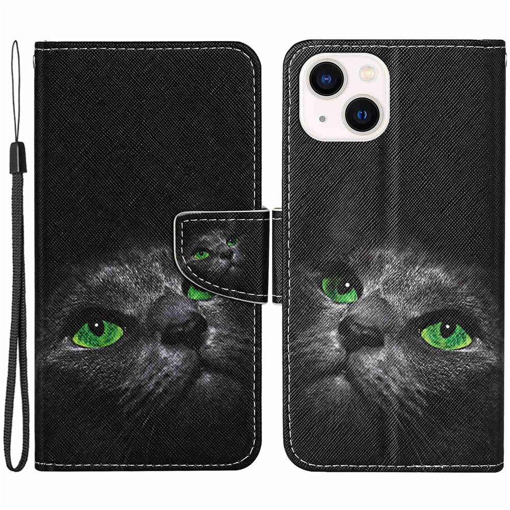 iPhone 14 Plus Wallet-Hülle – Musterdruck, mit Ständer & Riemen