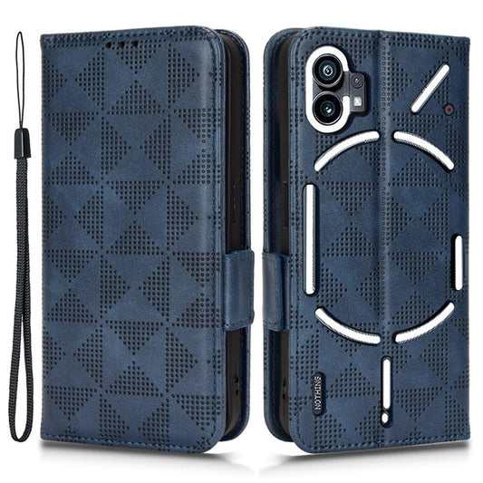 Nothing phone (1) 5G Handyhülle – Mit stoßdämpfendem Dreiecksmuster, Brieftaschen- & Ständerdesign, aus PU-Leder & TPU, mit Tragegurt