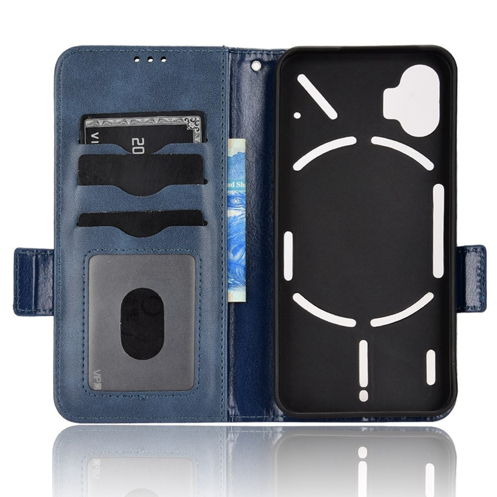 Nothing phone (1) 5G Handyhülle – Mit stoßdämpfendem Dreiecksmuster, Brieftaschen- & Ständerdesign, aus PU-Leder & TPU, mit Tragegurt