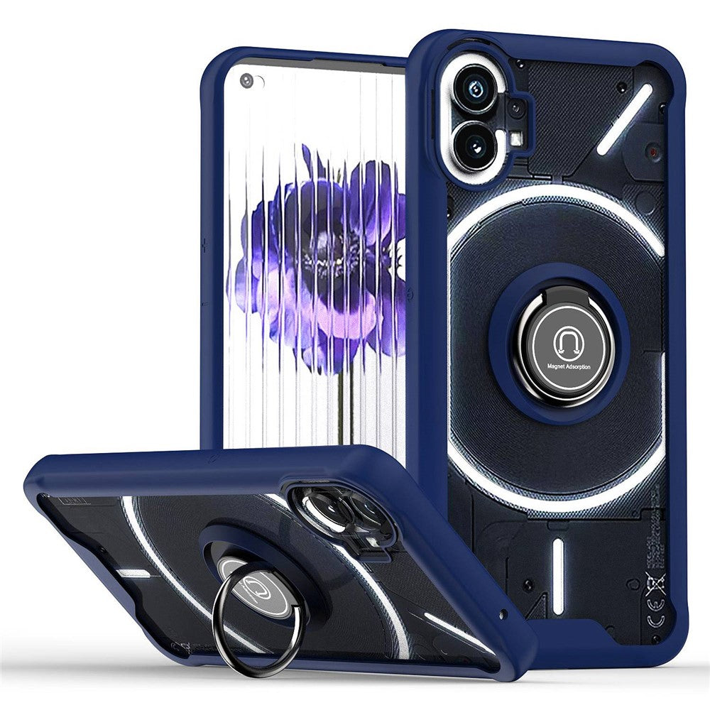 Nothing phone (1) 5G Handyhülle – Aus TPU + Acryl, mit Ringhalterung, integriertem Ständer, Magnethalterung & Metallgehäuse