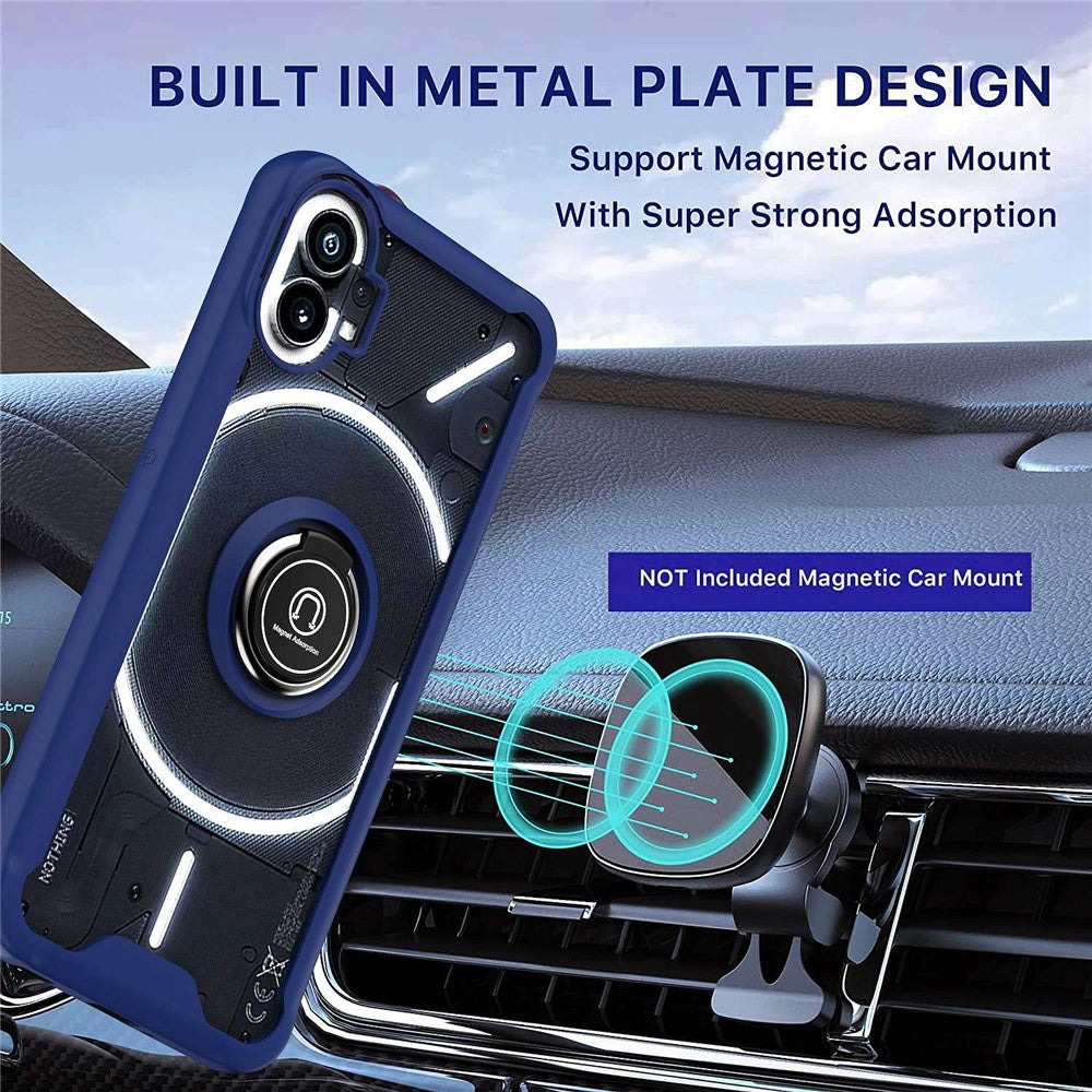 Nothing phone (1) 5G Handyhülle – Aus TPU + Acryl, mit Ringhalterung, integriertem Ständer, Magnethalterung & Metallgehäuse