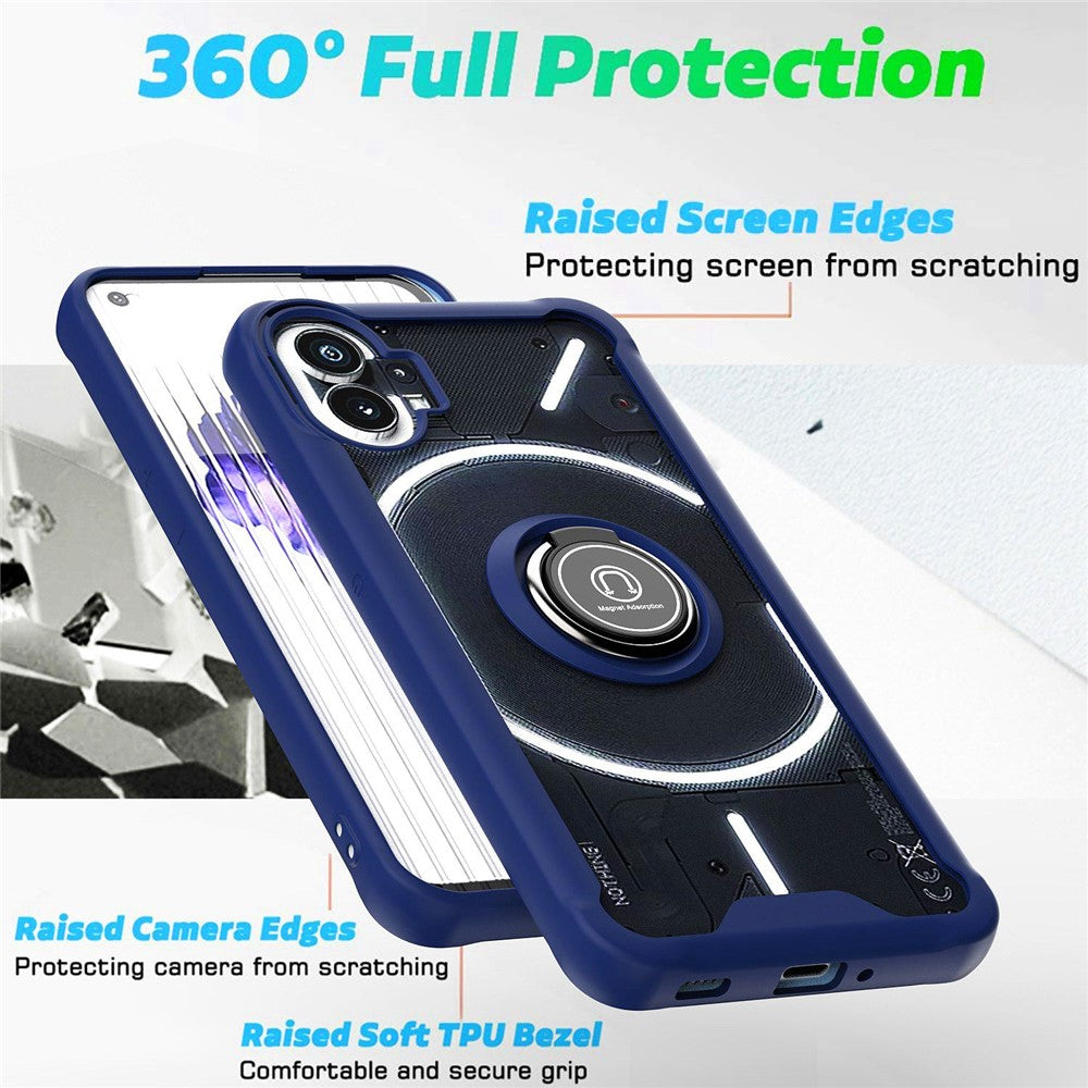 Nothing phone (1) 5G Handyhülle – Aus TPU + Acryl, mit Ringhalterung, integriertem Ständer, Magnethalterung & Metallgehäuse