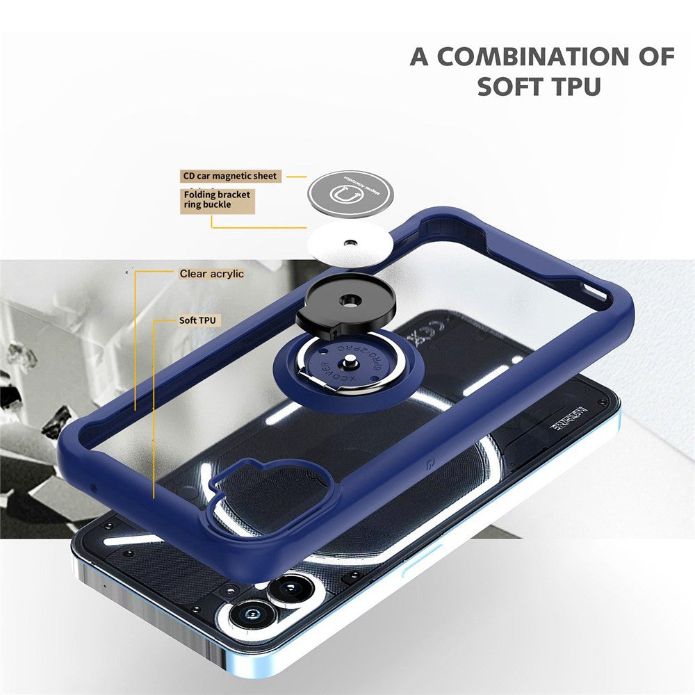 Nothing phone (1) 5G Handyhülle – Aus TPU + Acryl, mit Ringhalterung, integriertem Ständer, Magnethalterung & Metallgehäuse