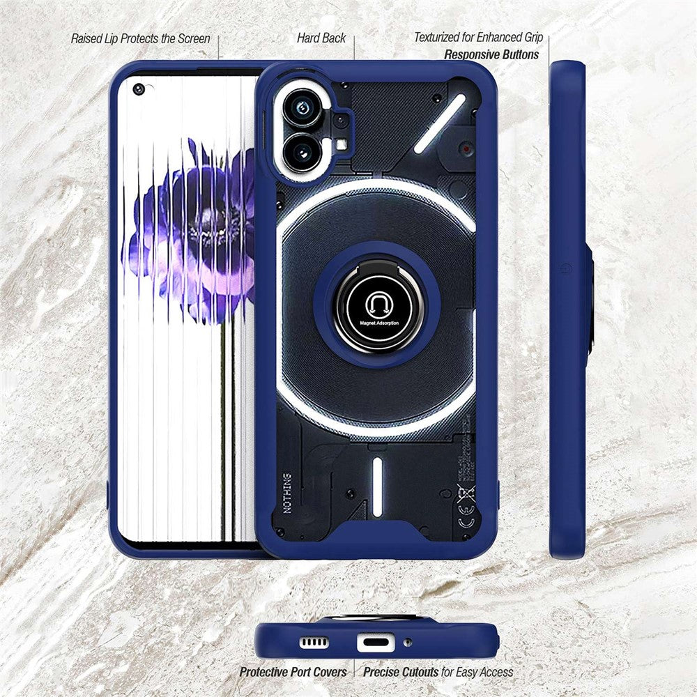 Nothing phone (1) 5G Handyhülle – Aus TPU + Acryl, mit Ringhalterung, integriertem Ständer, Magnethalterung & Metallgehäuse