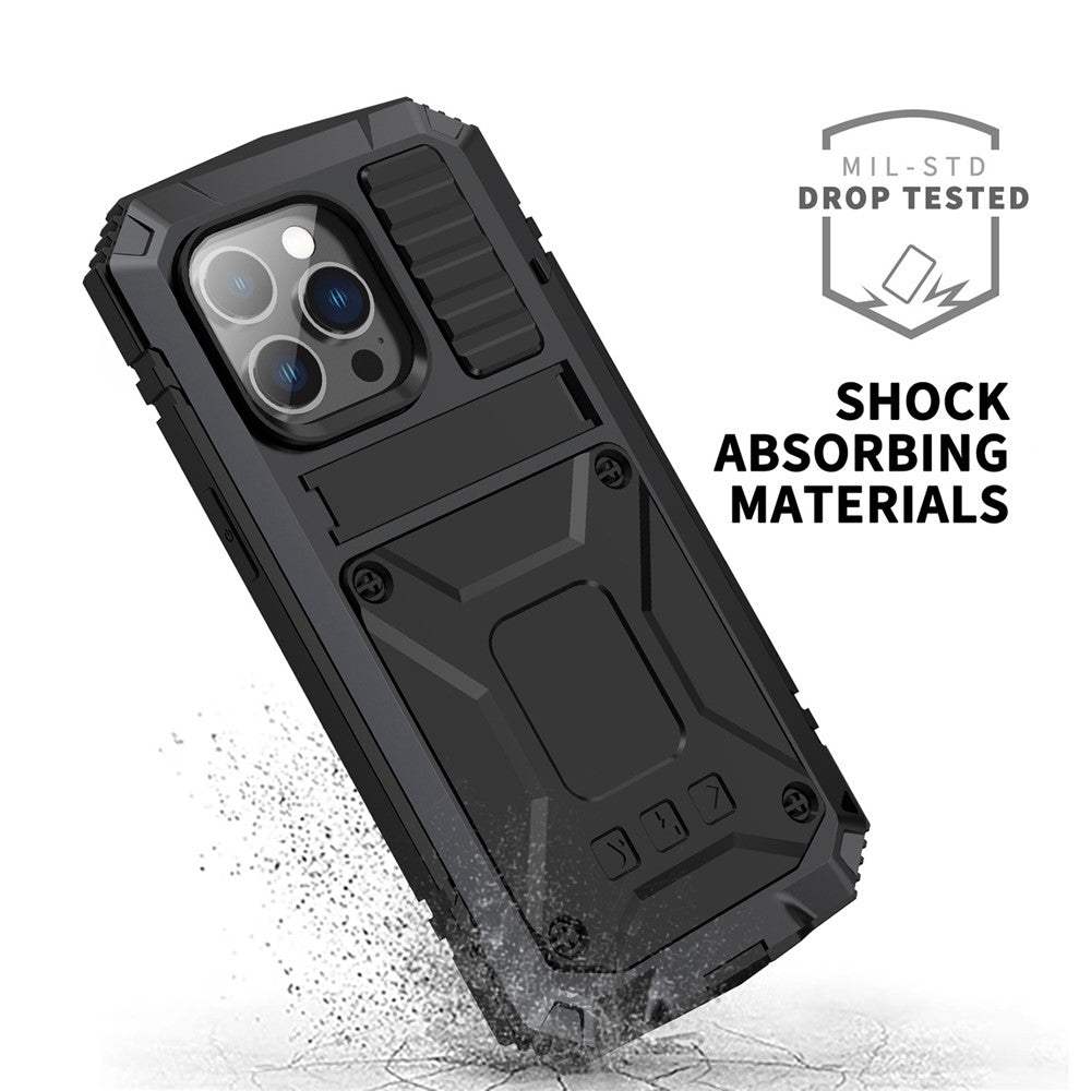 iPhone 14 Pro Max Schutzhülle – Stoßfest, staubdicht, mit gehärtetem Glas & Ständer