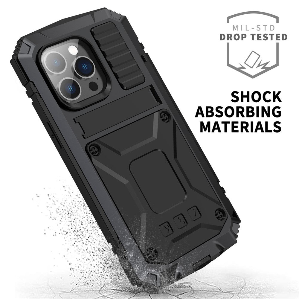 iPhone 14 Pro Schutzhülle – Stoßfest, staubdicht, mit gehärtetem Glas & Ständer