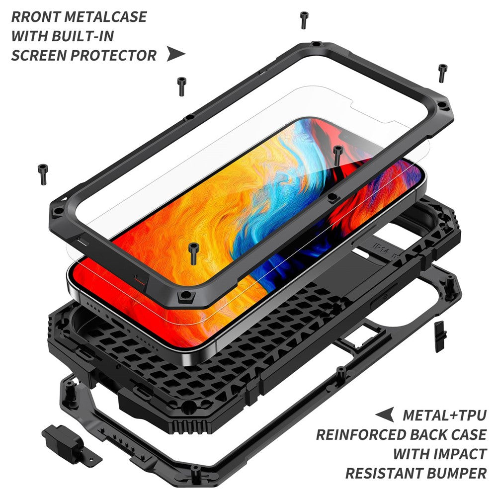 iPhone 14 Schutzhülle – Stoßfest, staubdicht, mit gehärtetem Glas & Ständer