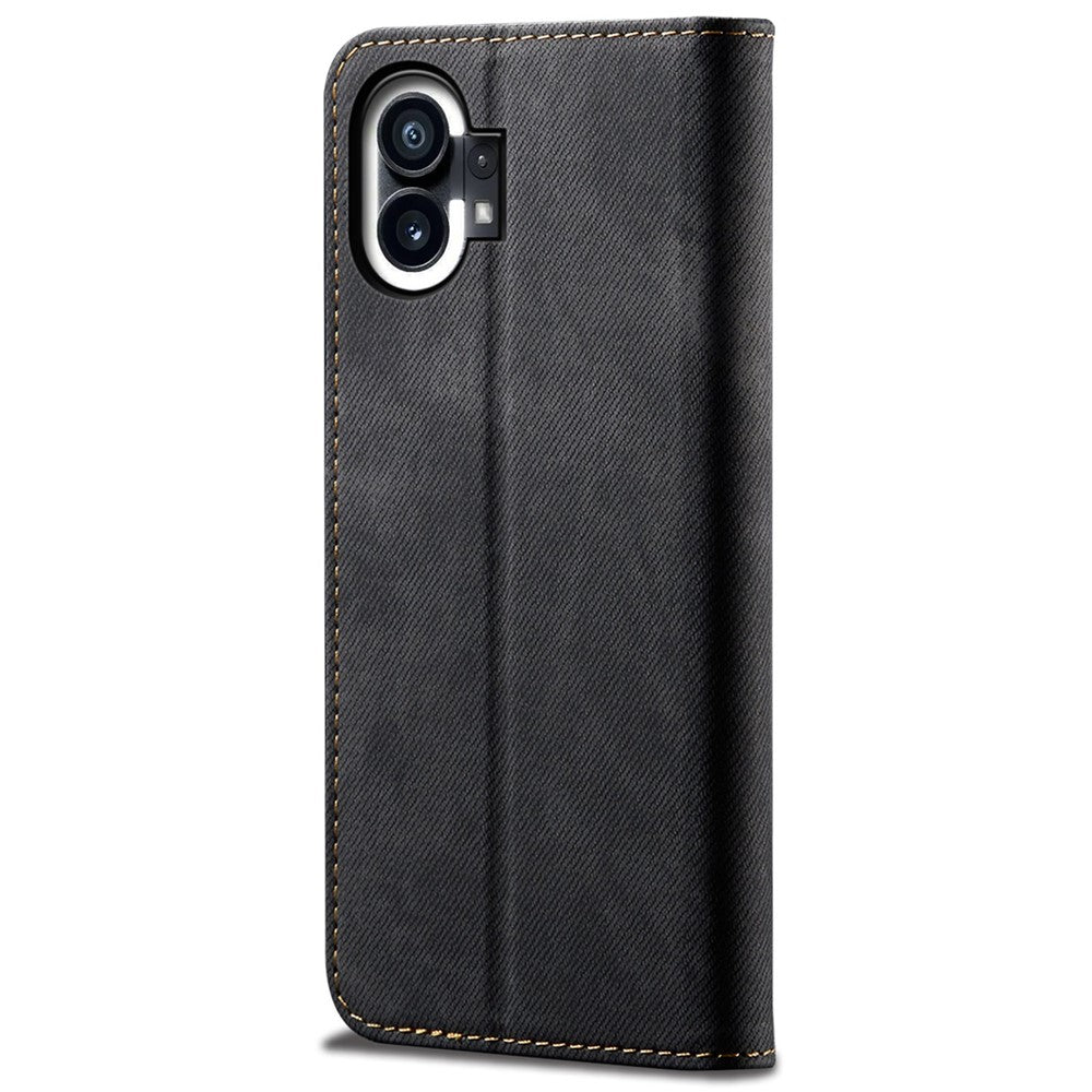 Nothing phone (1) 5G Handyhülle – Mit Jeansstoff-Textur, PU-Leder, Standfunktion, magnetischer Automatikverschluss, Rundumschutz, mit Brieftasche