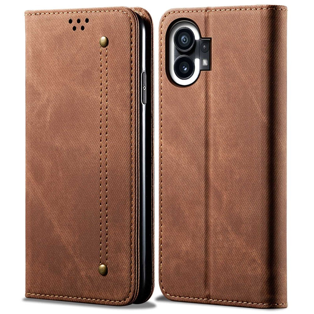 Nothing phone (1) 5G Handyhülle – Mit Jeansstoff-Textur, PU-Leder, Standfunktion, magnetischer Automatikverschluss, Rundumschutz, mit Brieftasche