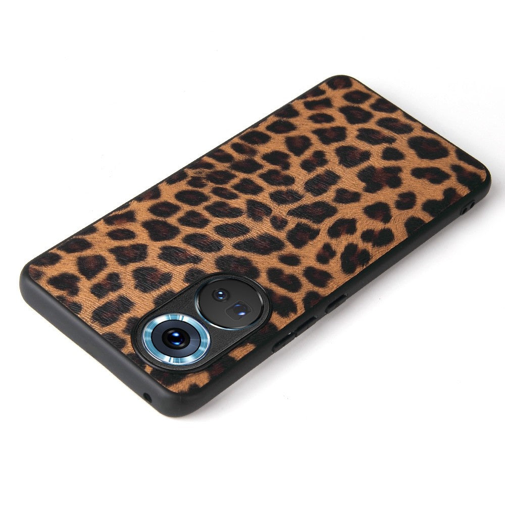 For Honor 70 5G Textured PU Leather Coating Case Soft TPU Hard PC Hybrid Protective Cover