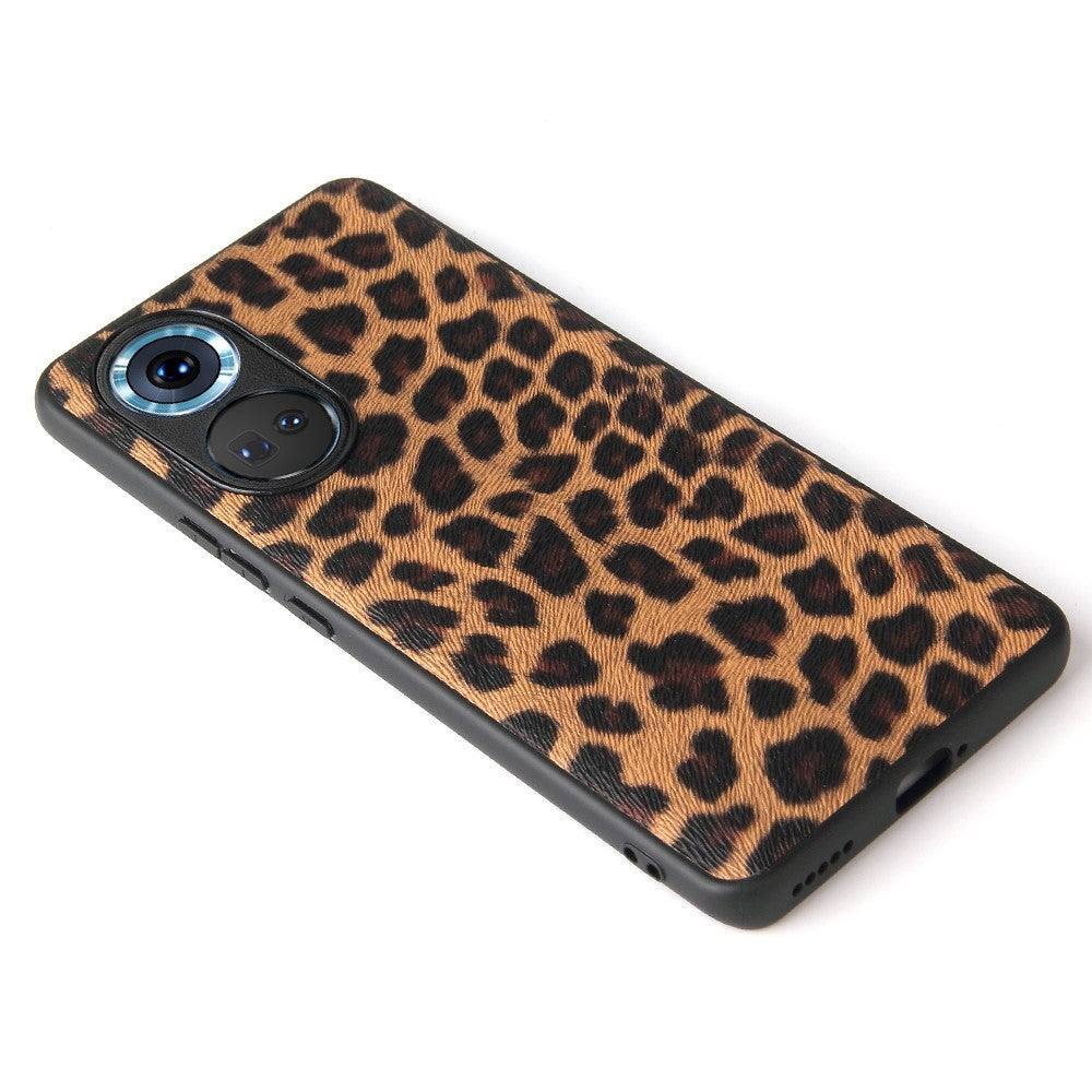 For Honor 70 5G Textured PU Leather Coating Case Soft TPU Hard PC Hybrid Protective Cover