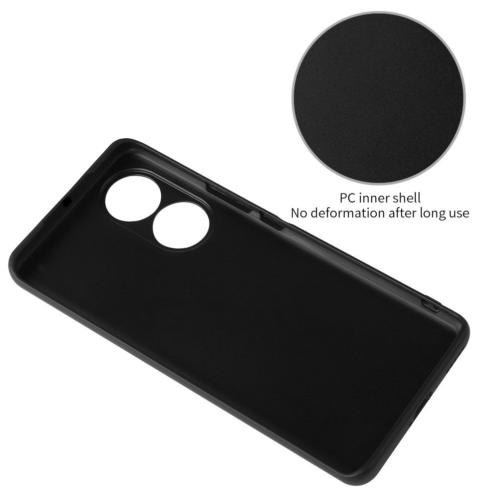 For Honor 70 5G Textured PU Leather Coating Case Soft TPU Hard PC Hybrid Protective Cover