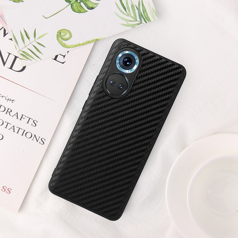 For Honor 70 5G Textured PU Leather Coating Case Soft TPU Hard PC Hybrid Protective Cover