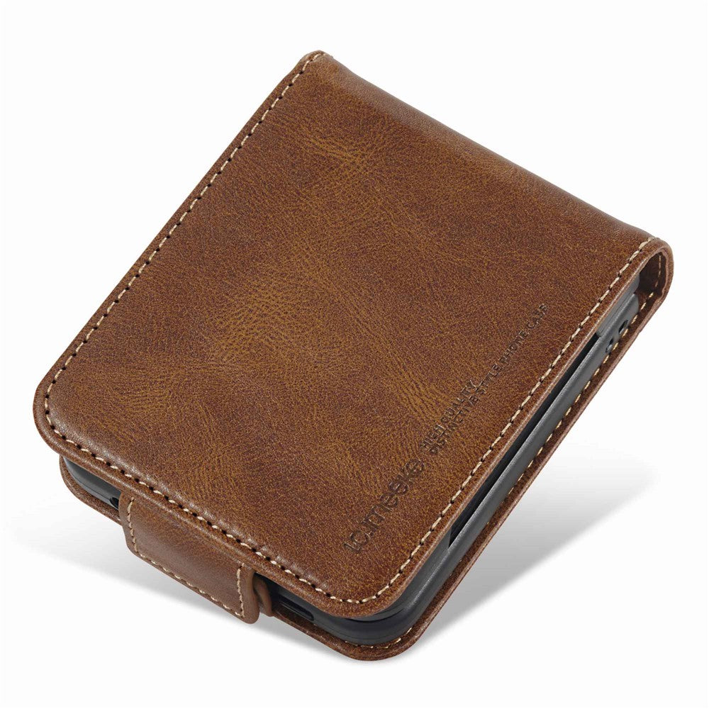 LC.IMEEKE for Samsung Galaxy Z Flip4 5G Drop-proof Phone Case RFID Blocking Phone Cover PU Leather + PC Phone Shell with Card Slot